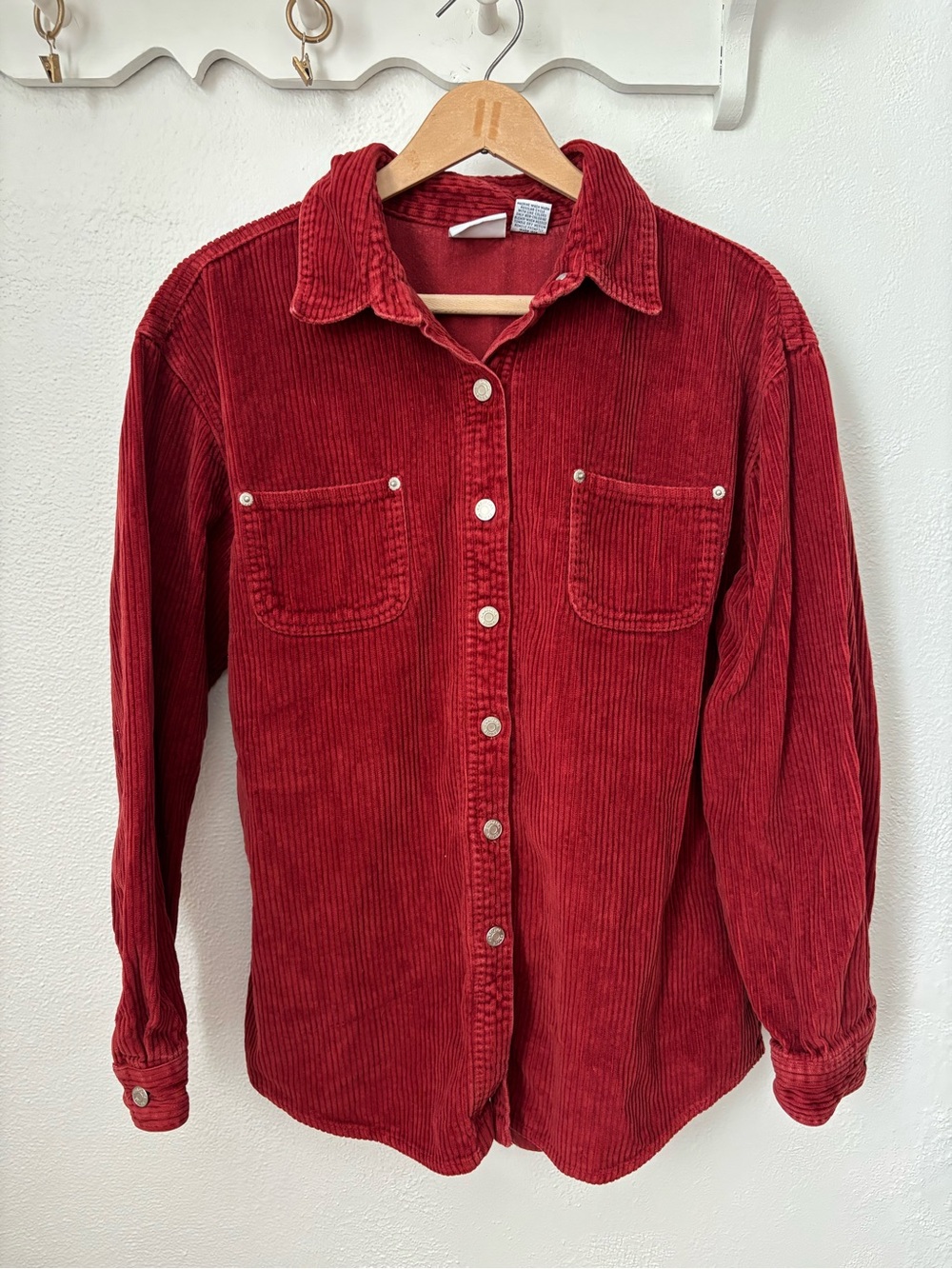 Vintage Red Corduroy Shirt Jacket Women’s L USA Made Western Ranch Fall Shacket